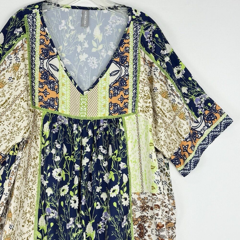 Norecoora Peasant BOHO Floral V-Neck Short Sleeve Top Blouse Size XL - Picture 13 of 15